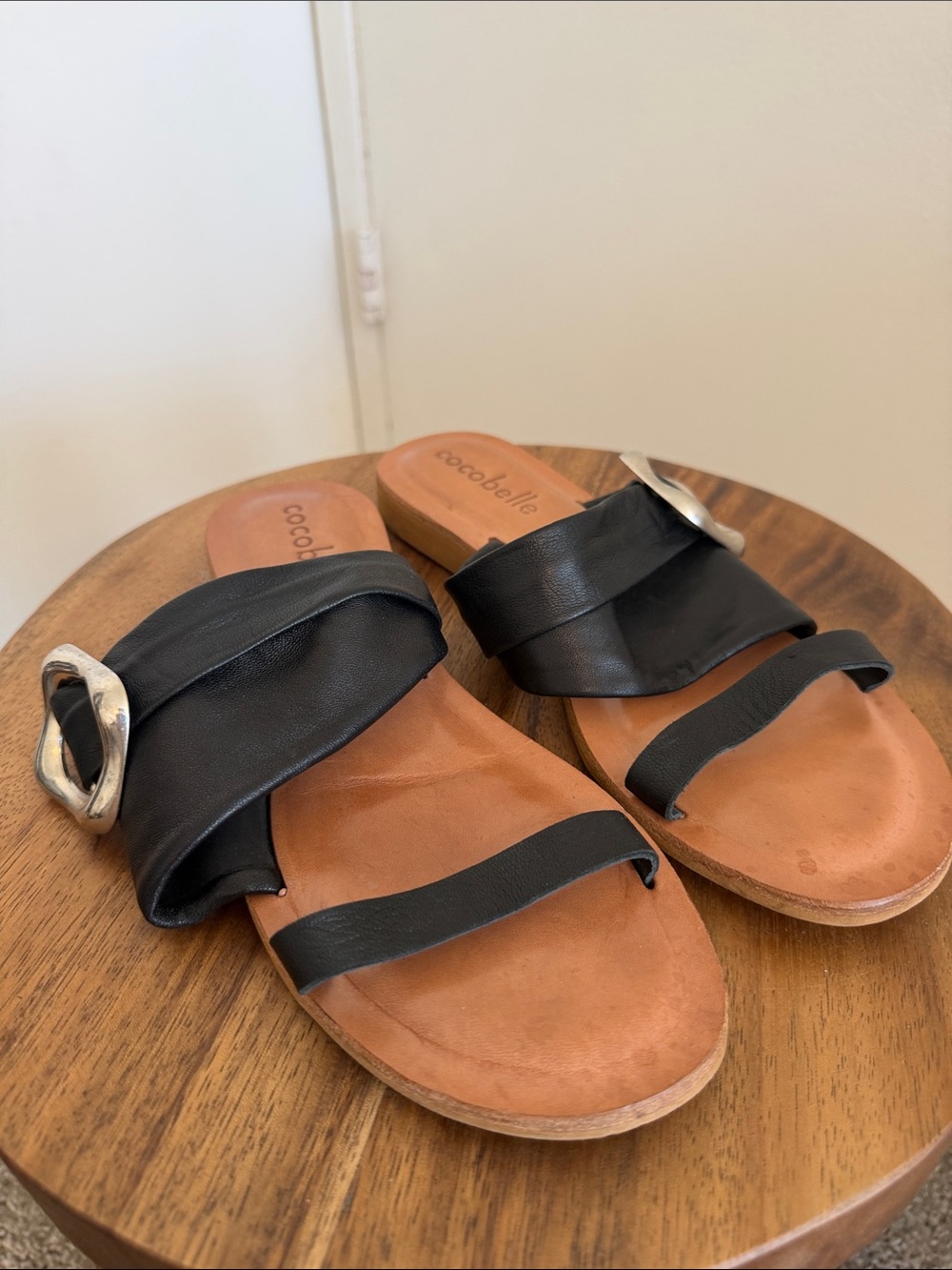 Cocobelle Leather Buckle Slide Sandals